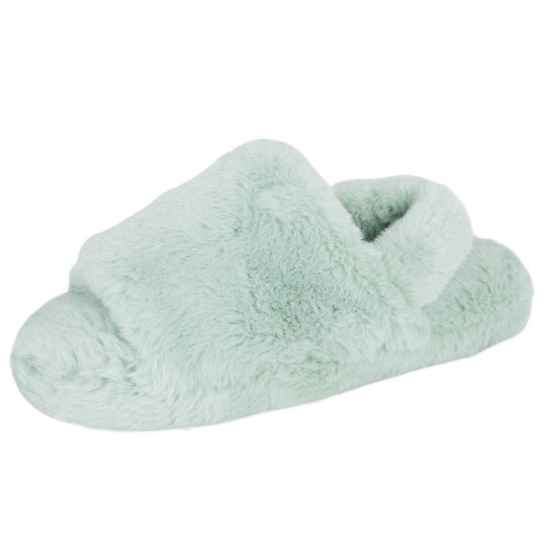 Jessica Simpson girls Plush Faux Fur on House With Memory Foam Slipper, Mint, Medium Little Kid US - Image 1